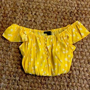 Forever 21 Floral Yellow crop top Size S